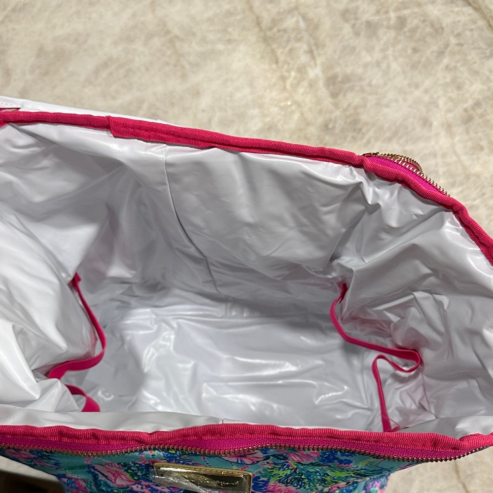 Lilly Pulitzer Insulated Wine Carrier Cooler Bag Canvas Neon Beach You To It - Picture 9 of 11